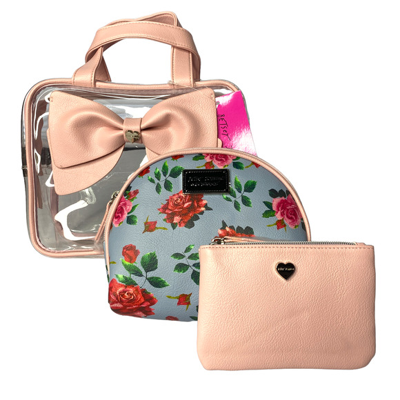 Betsey Johnson 3 Piece Cosmetics Weekender Set - Picture 1 of 6